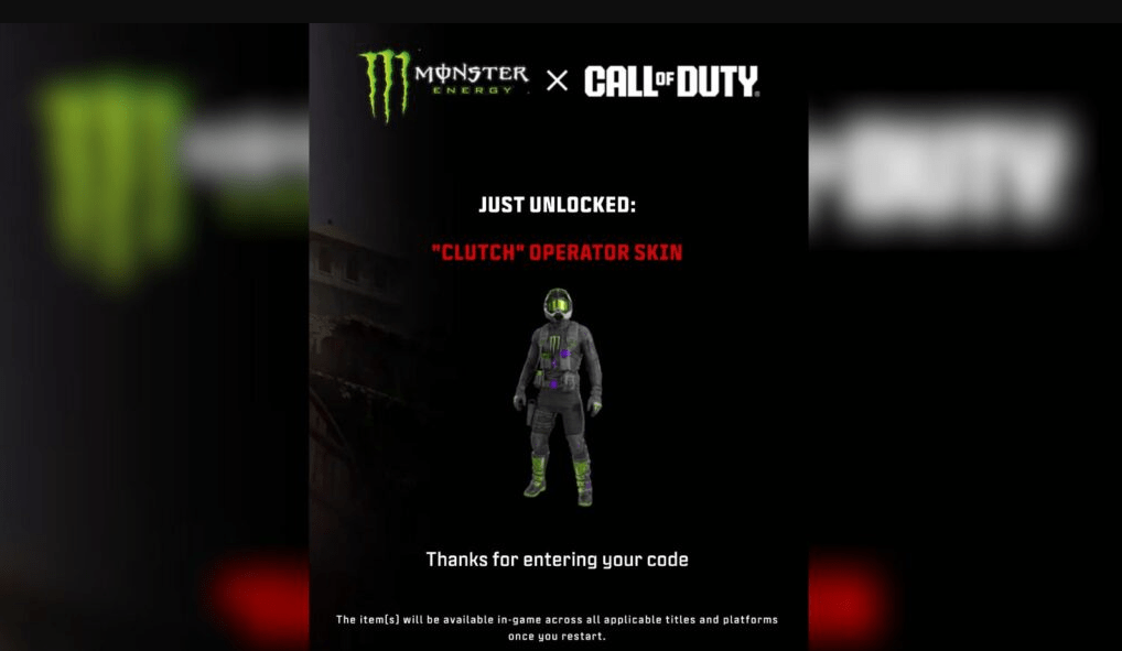 How to acquire the complimentary Call of Duty x Monster Energy operator skin in Modern Warfare 3 and Warzone - Image 3