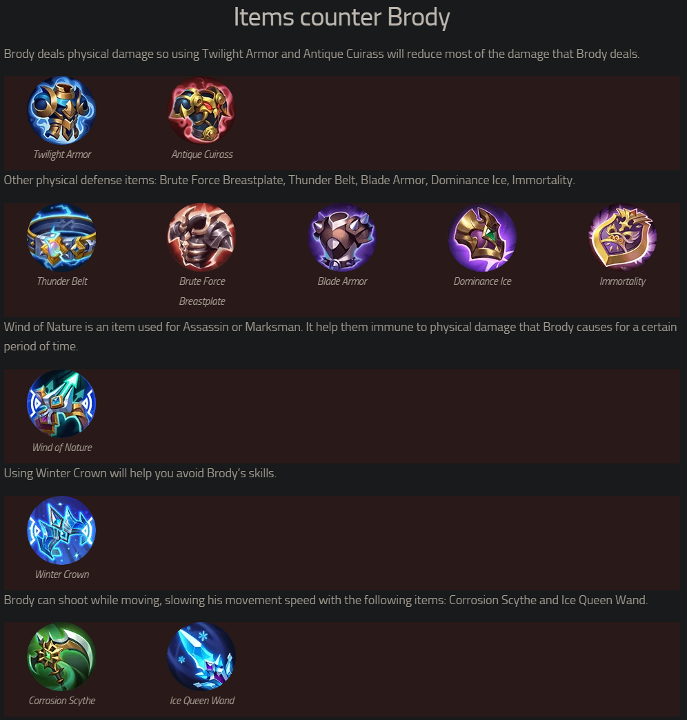 Items counter Brody