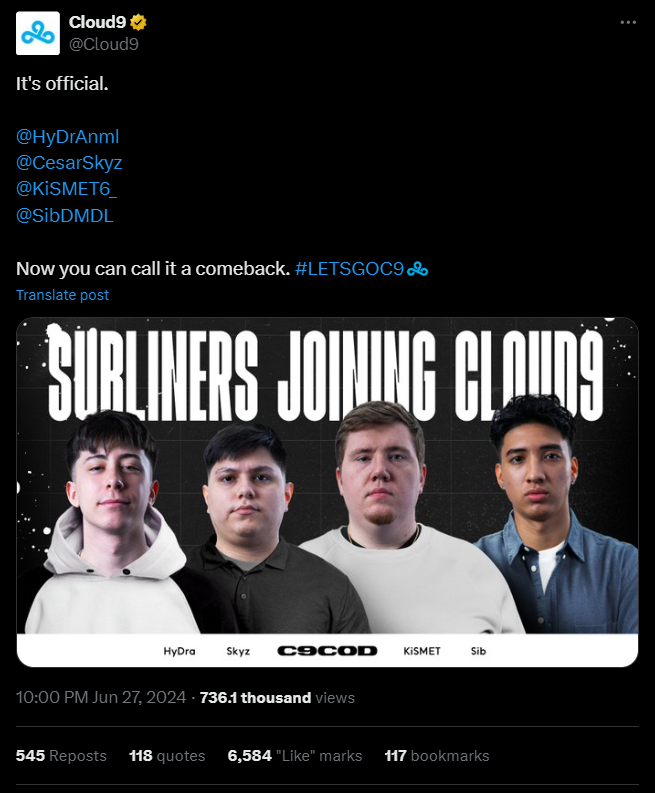 Cloud9 Signs CDL and Warzone Rosters - Image 2