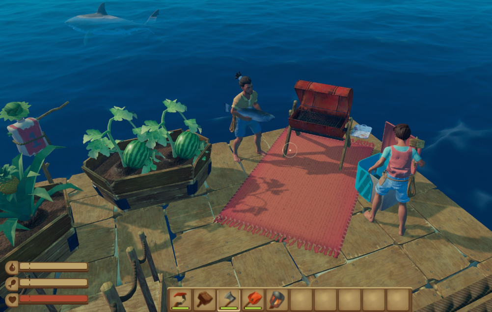 Raft construction and people