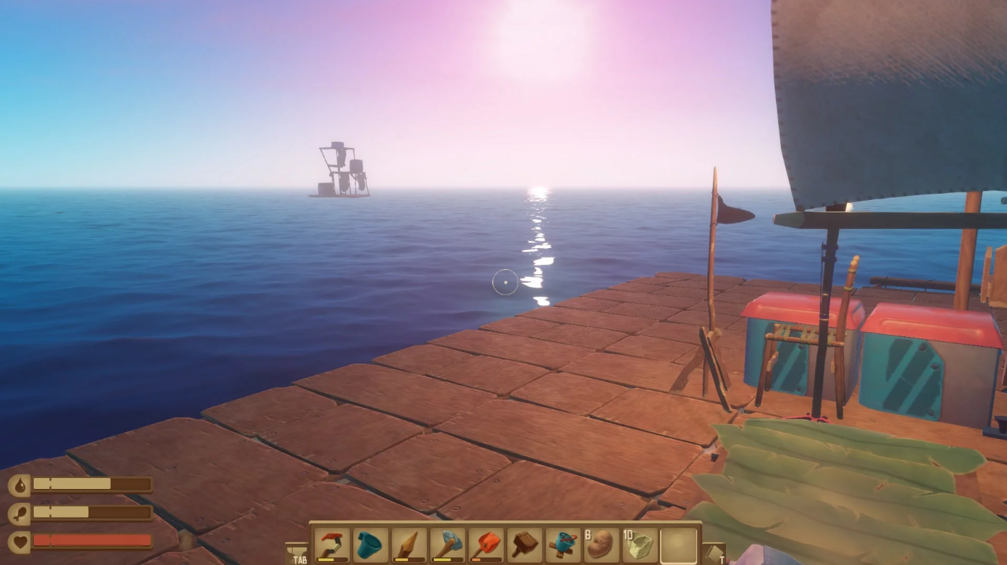 Raft sea and shore