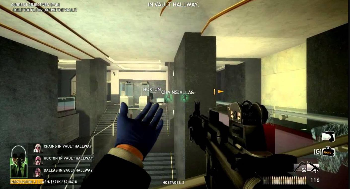PAYDAY The Heist in a building with weapons