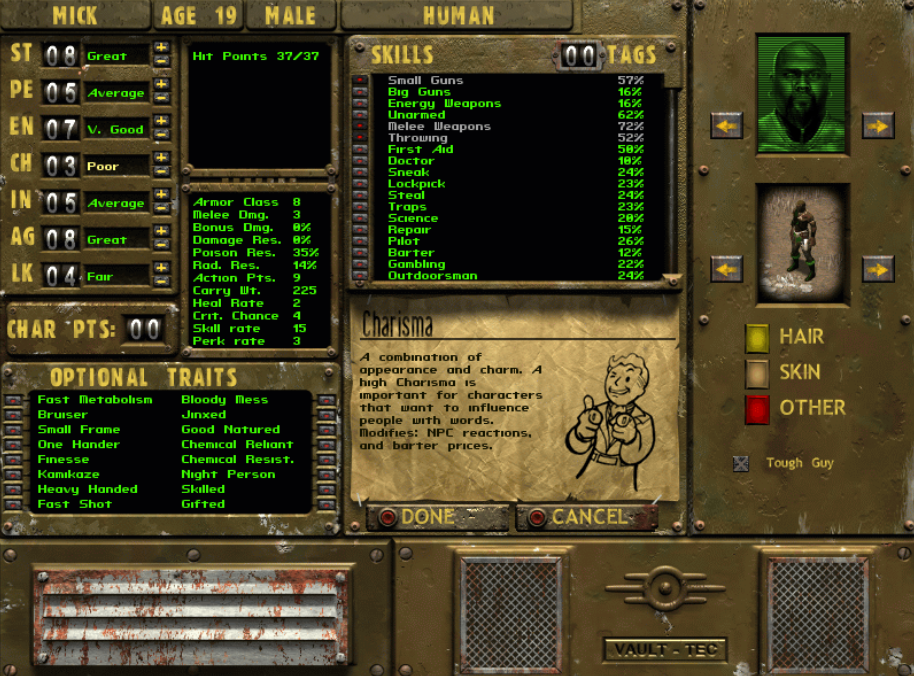 Fallout Tactics Table