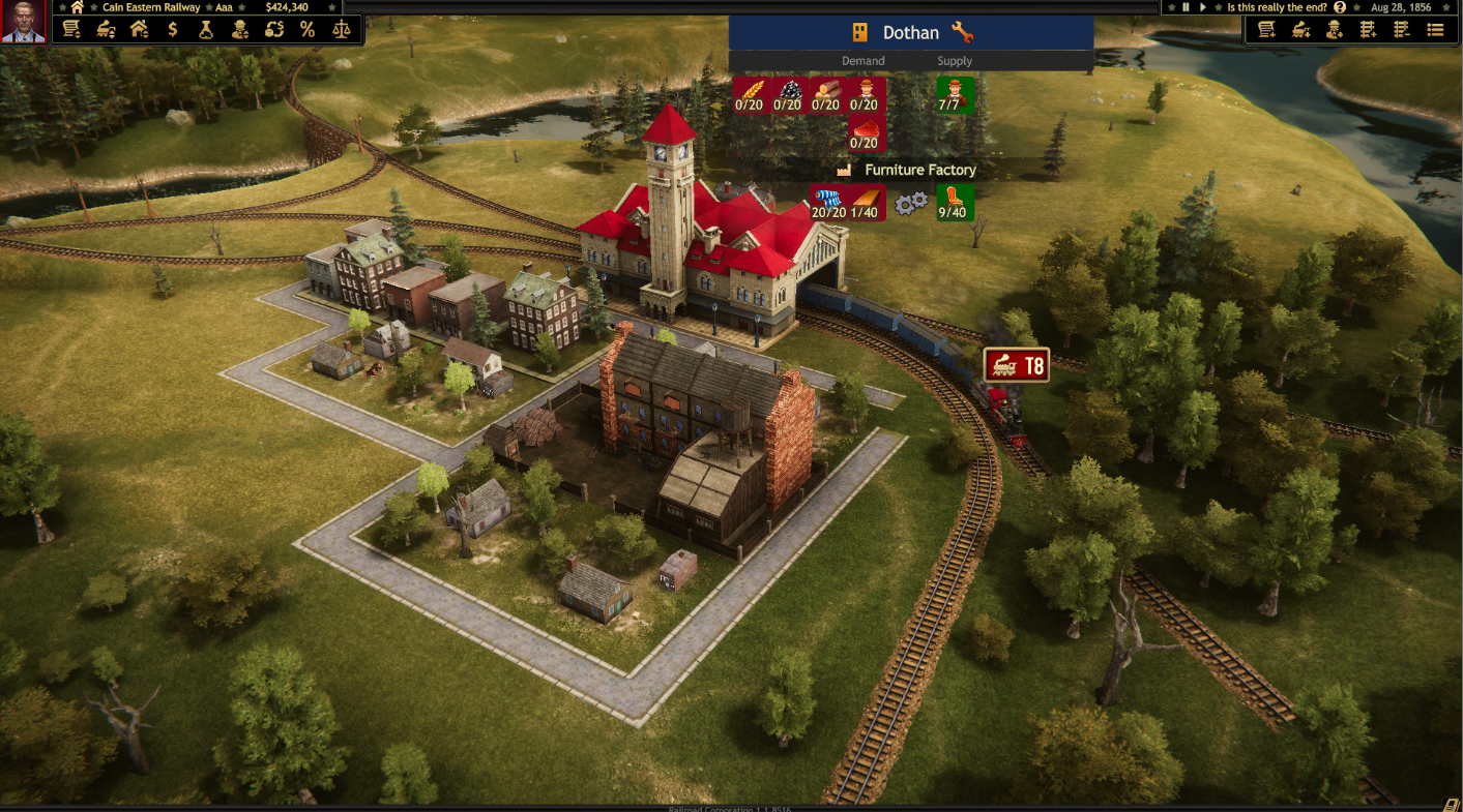 Railroad Corporation houses and tracks with trains