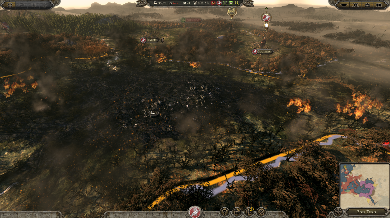 Total War ATTILA forests are burning
