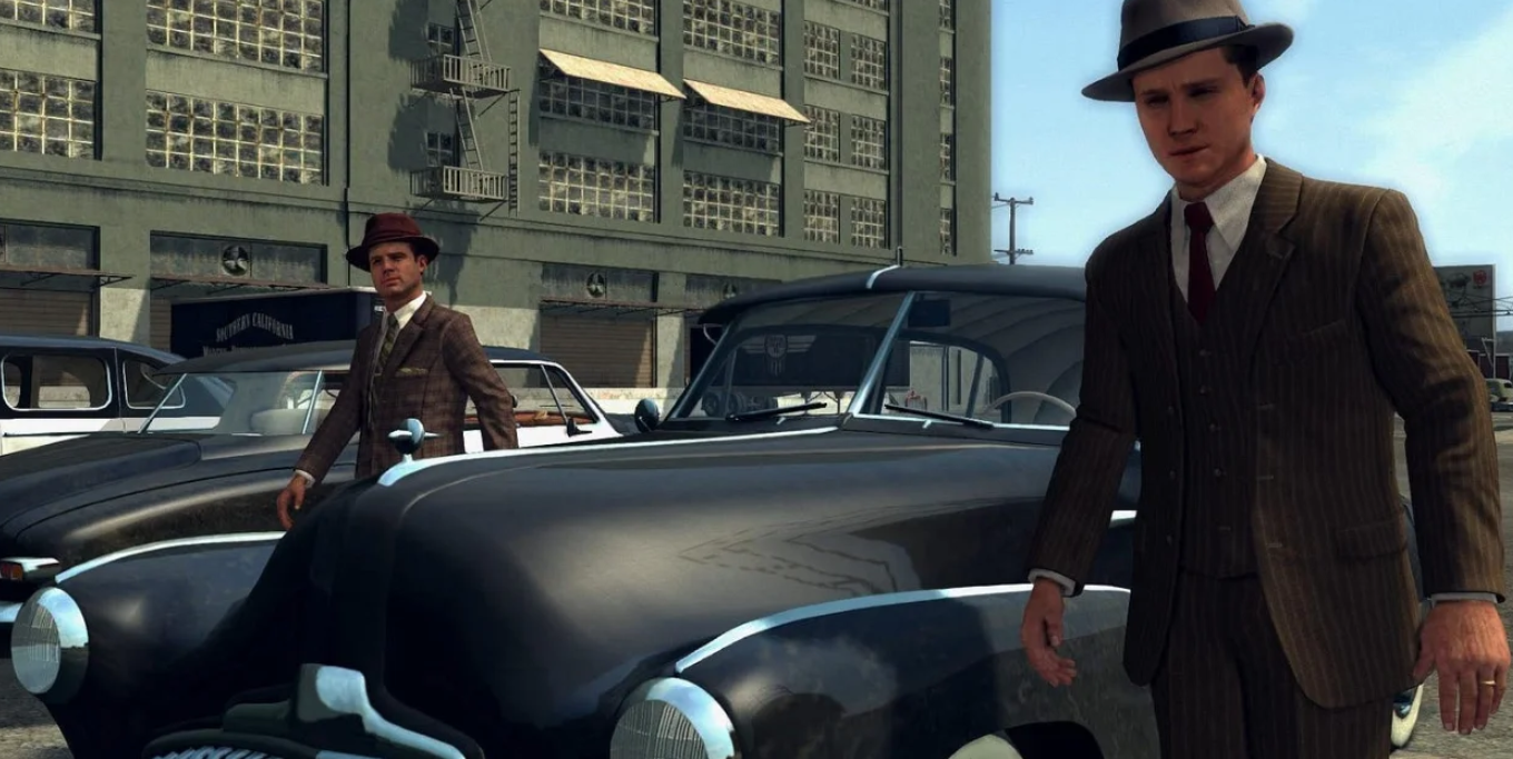 L.A. Noire heroes with car