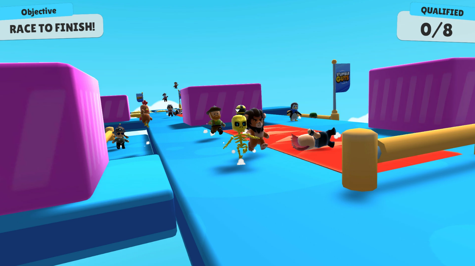 Stumble Guys Skeleton and Bull Gameplay