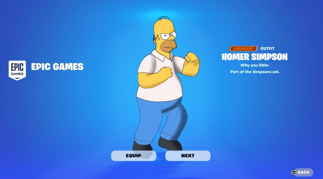 Fortnite and The Simpsons Homer Skin Collab