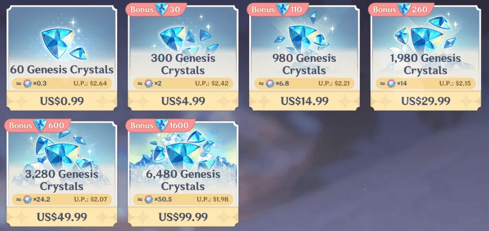 In Genshin Impact 600 gems