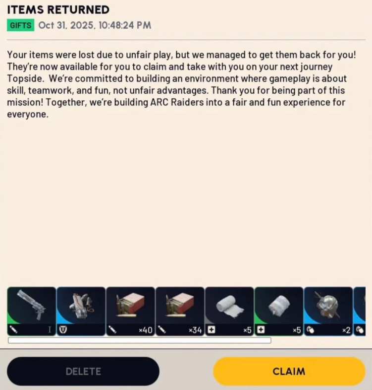 Lost loot is returned automatically