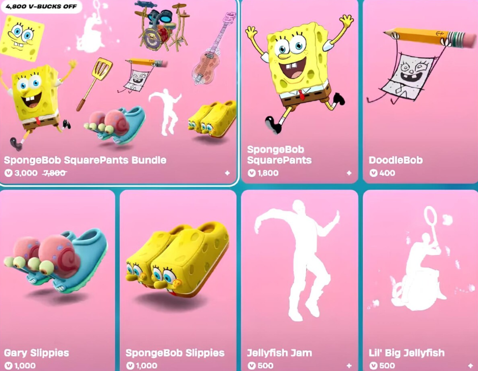 Fortnite and Nickelodeon Collaboration 2025: SpongeBob SquarePants Skins and Bundle Prices - Image 2