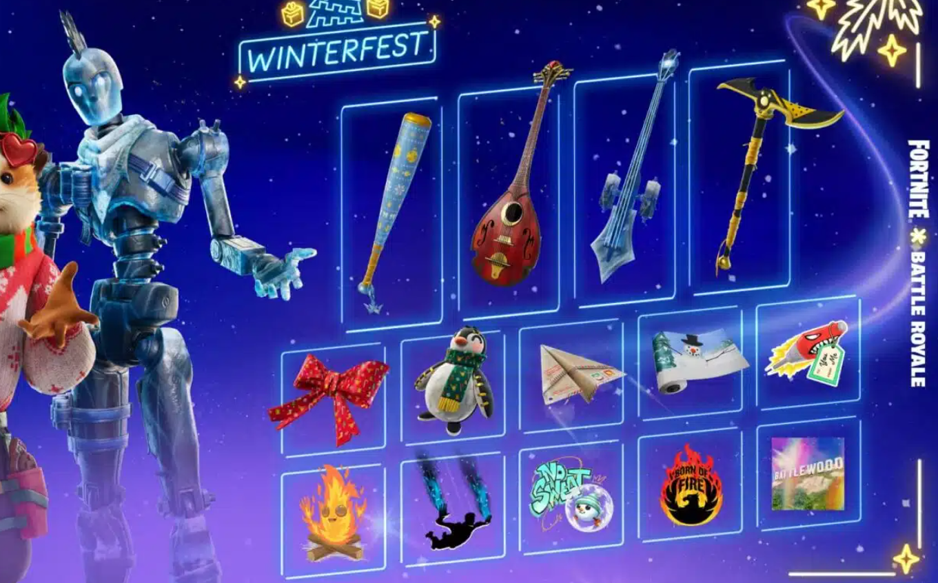 Fortnite Winterfest 2025 Presents and cabin