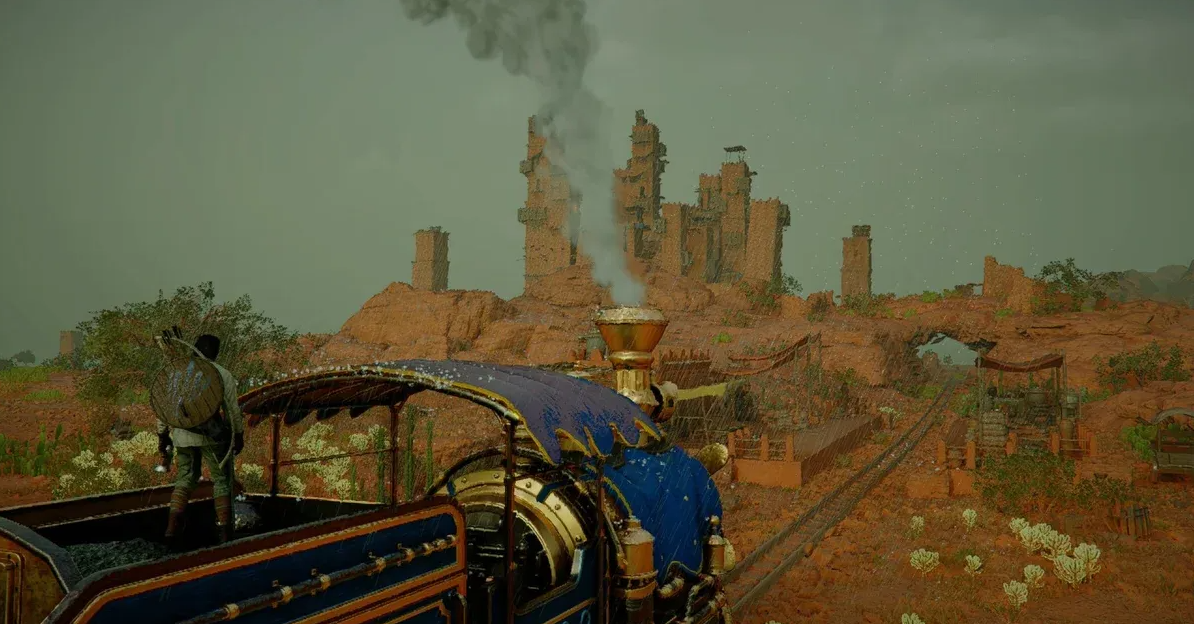 train crossing desert landscape