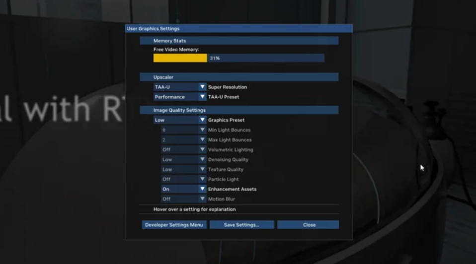 Portal 2 CE settings menu