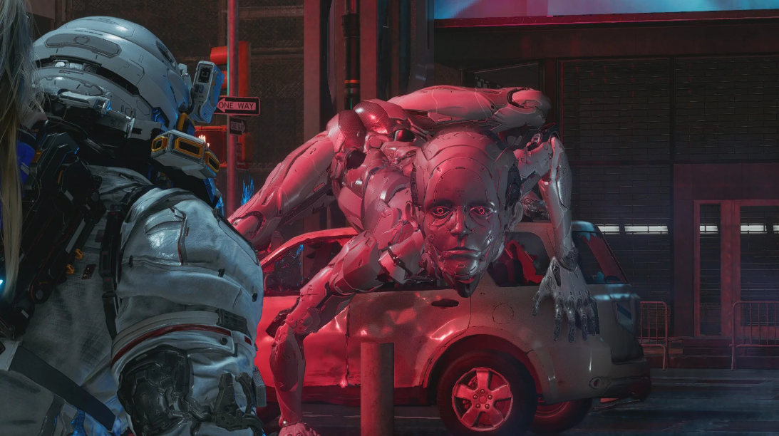 Futuristic factory robot enemies