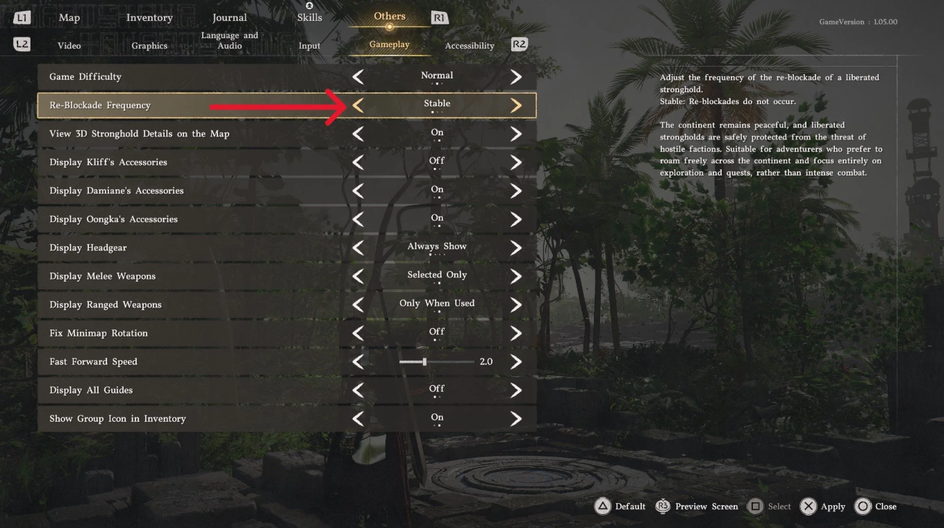 Crimson Desert settings menu