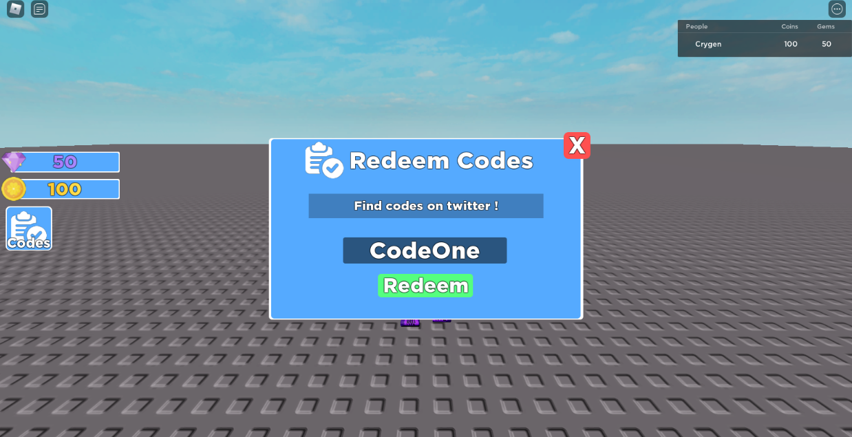 Entering Roblox codes