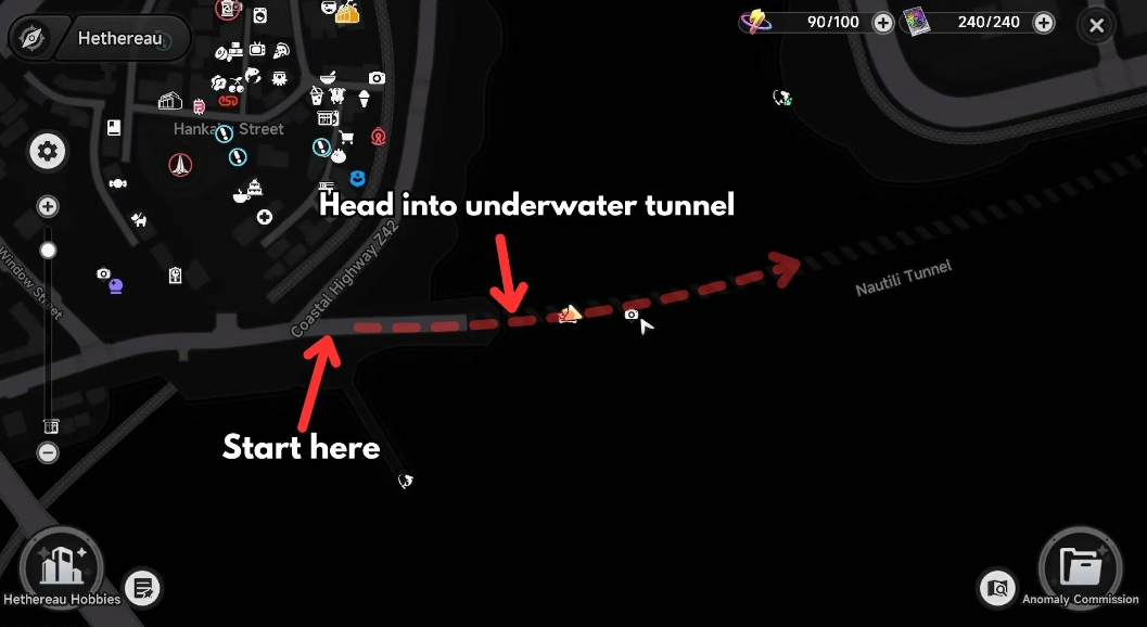 Tunnel entrance map