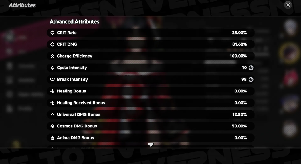 NTE attack build stats
