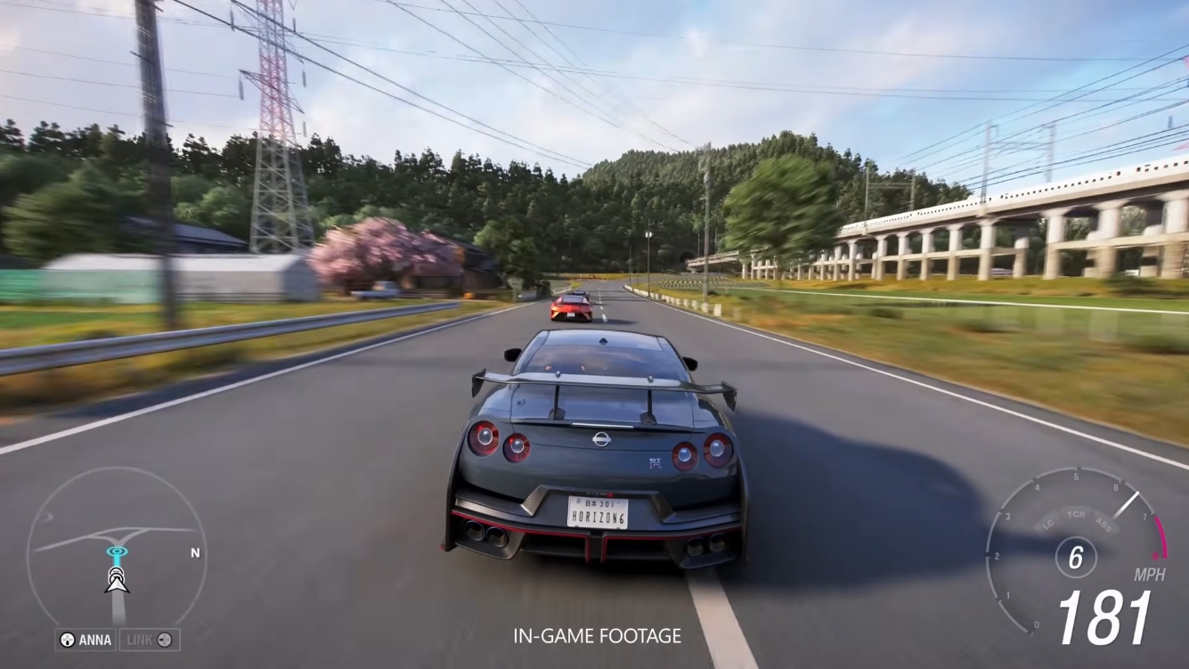 Nissan GT-R R35 speeding through rural Japan in Forza Horizon 6 gameplay footage