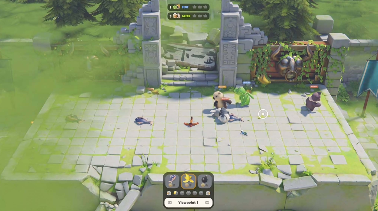 Party Animals gameplay with a top-down view and a chaotic character battle
