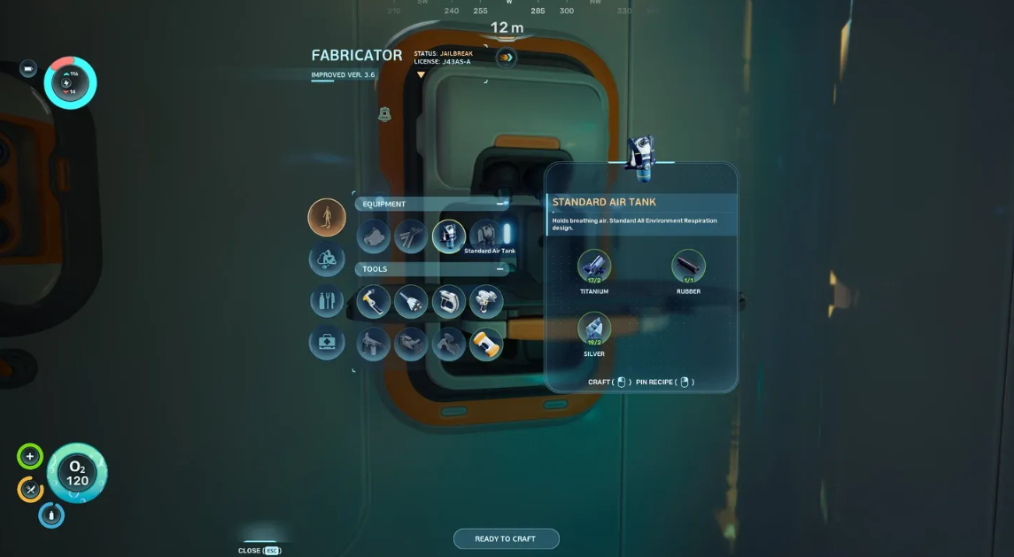 Oxygen tank crafting