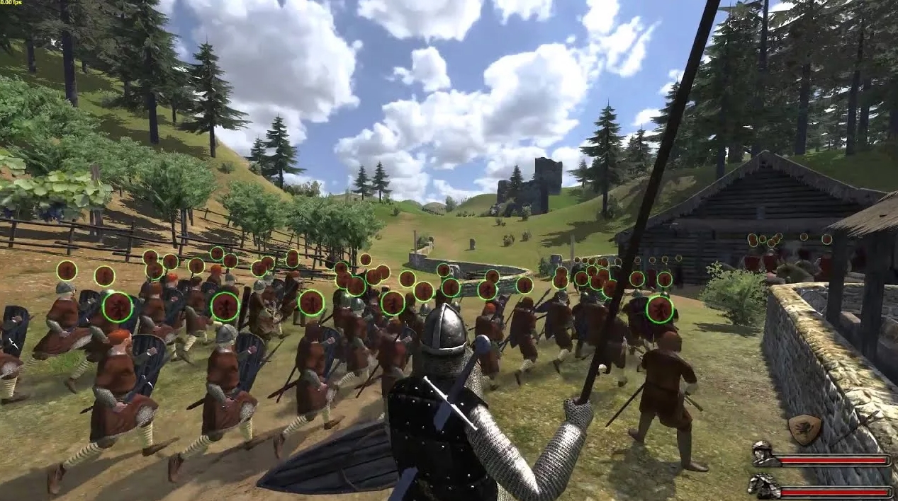 player leading infantry army charge in Mount and Blade Warband