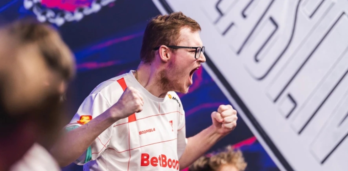 BetBoom Team captain Boombl4 celebrates an emotional victory over Team Vitality at a major Counter-Strike 2 tournament
