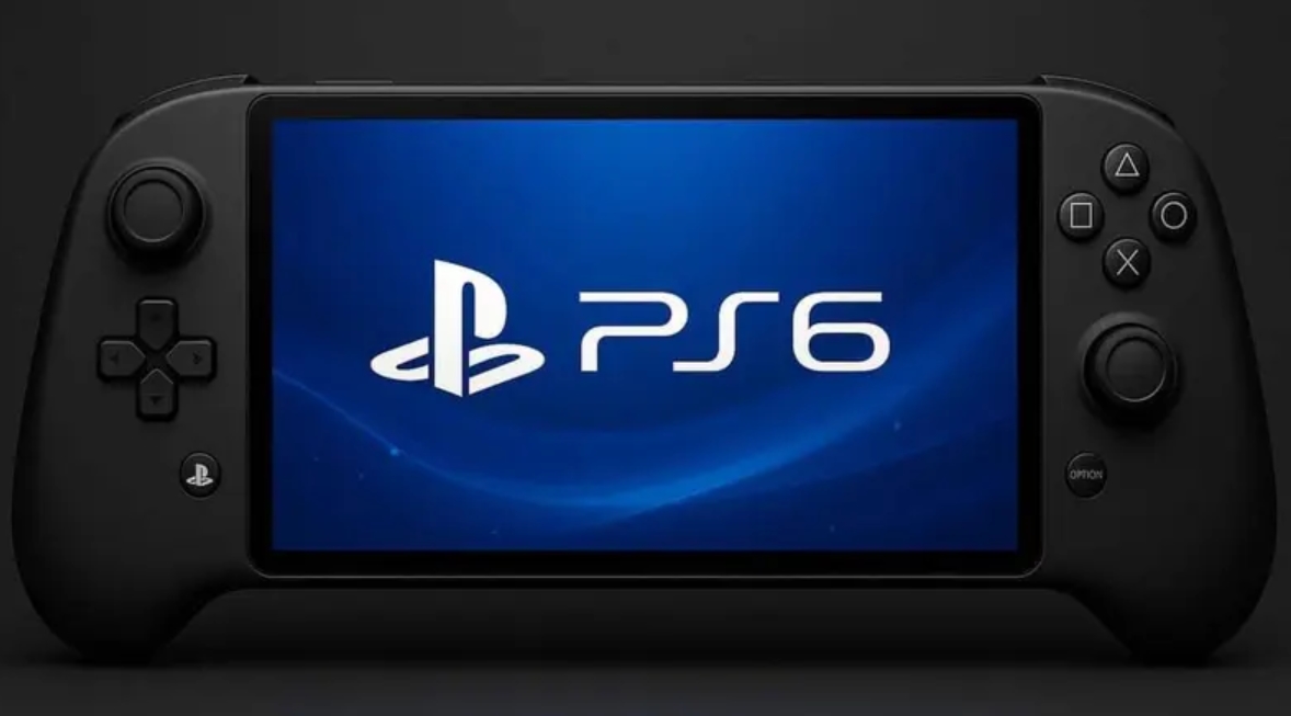 Concept of a portable PlayStation 6 with a large built-in display amid rumors about Sony's next-generation gaming console