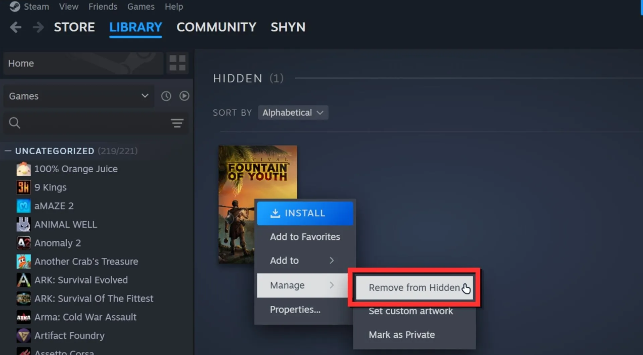 Disable Steam Game Filter