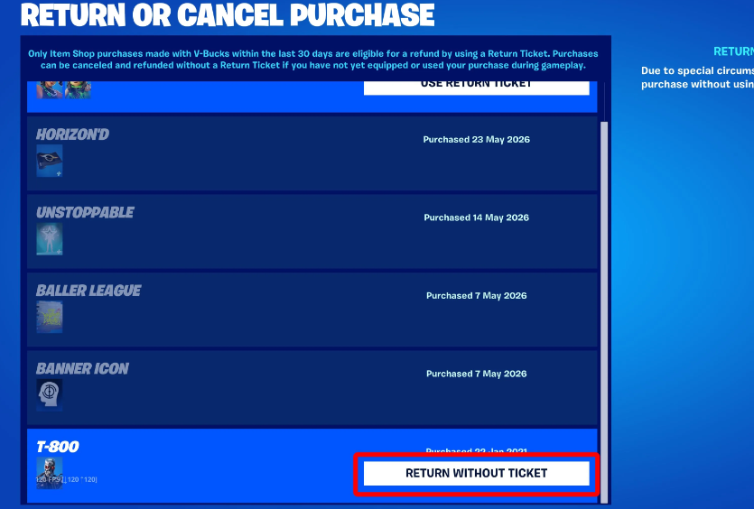 How to refund items in Fortnite without return tickets — complete list & guide - Image 3