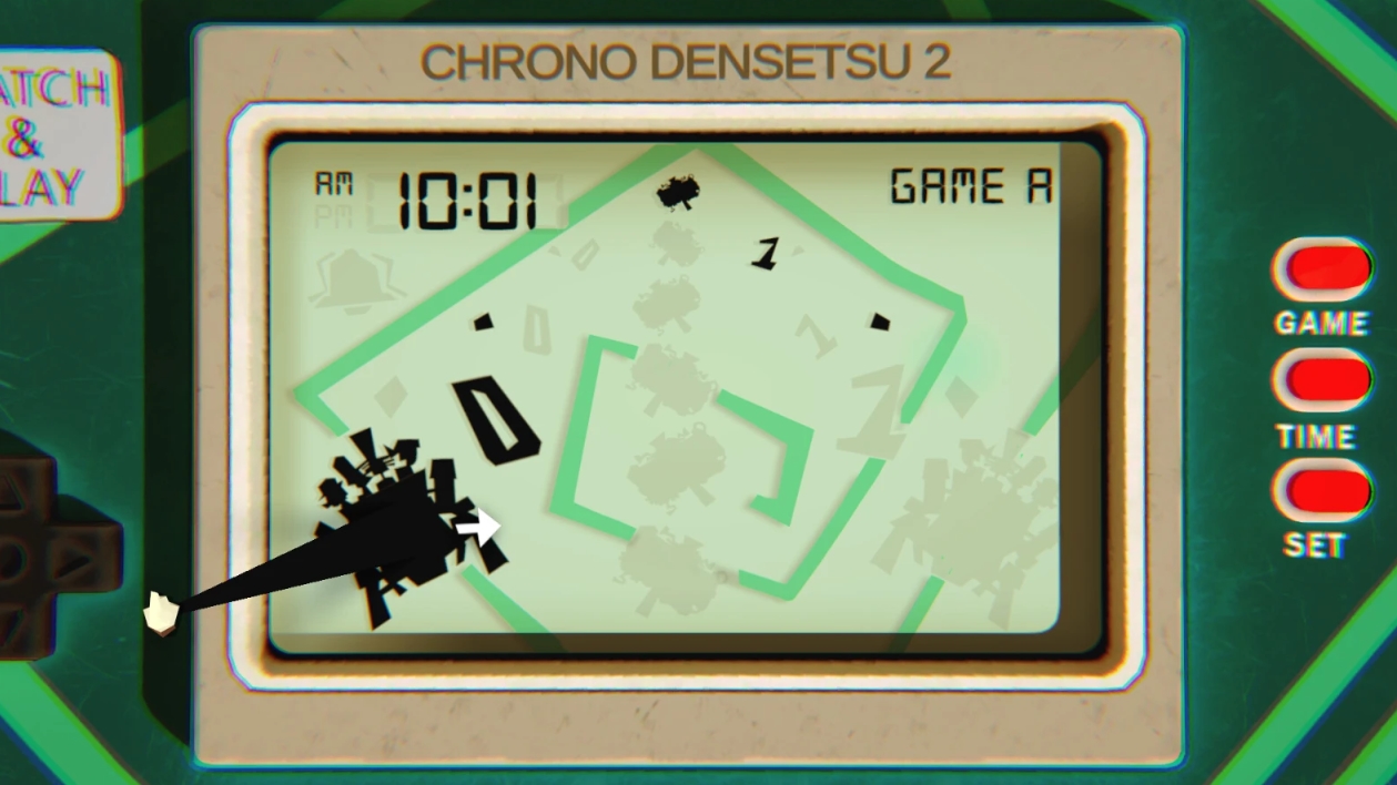 The Chrono Densetsu 2 mini-game in Crushed in Time pays tribute to classic handheld electronic games and retro adventures