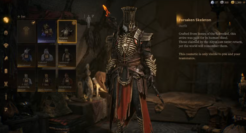 Forsaken Skeleton outfit set