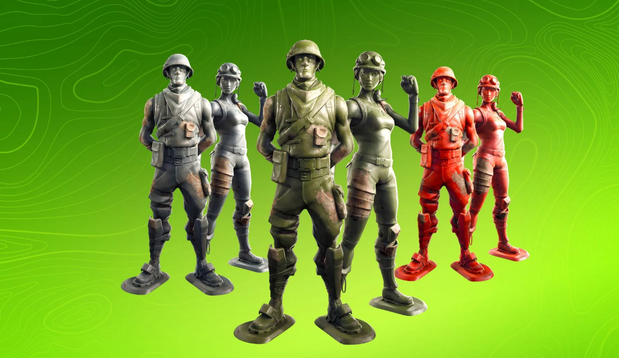 Fortnite &mdash; soldier skins in grey, green, and red variants, Hot Toys collectible figures expected in premium 1/6 scale