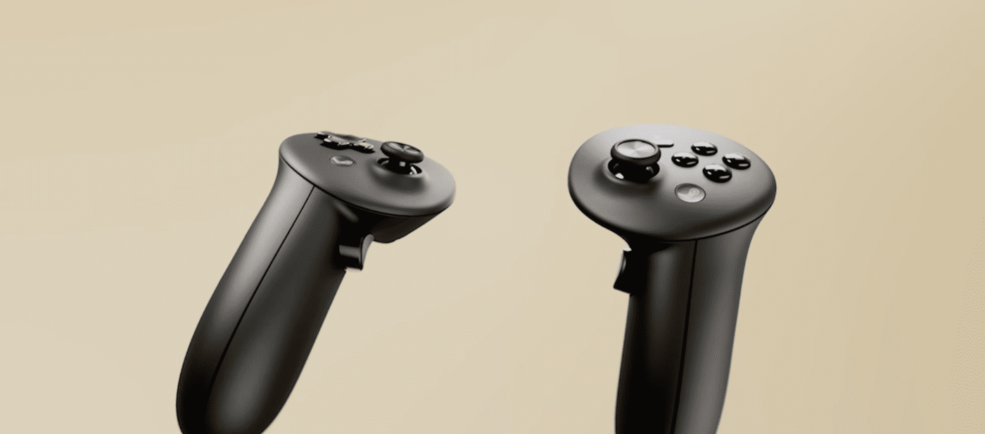 Valve Steam Frame VR motion controllers shown up close