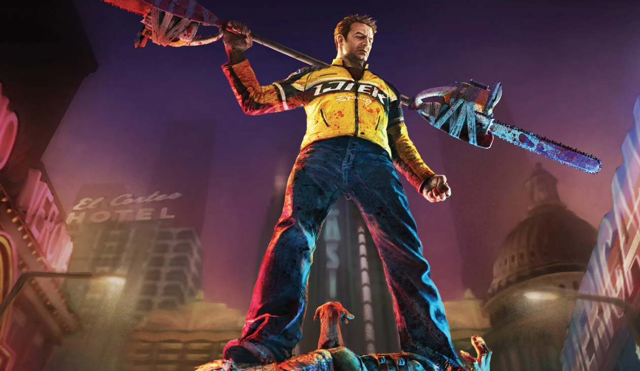 Chuck Greene wielding improvised weapons in Dead Rising 2