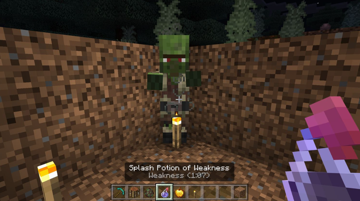 Treating a zombie villager in Minecraft