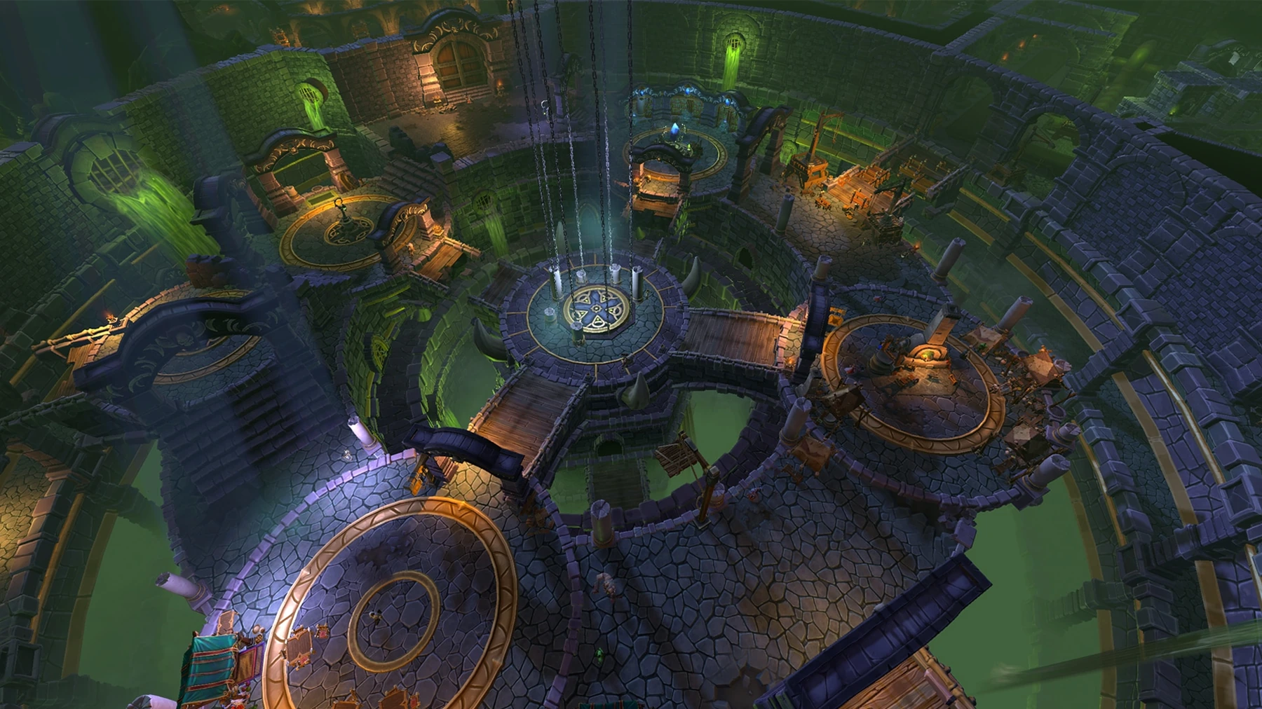 An overhead view of a campaign environment in Blizzard's screenshots.