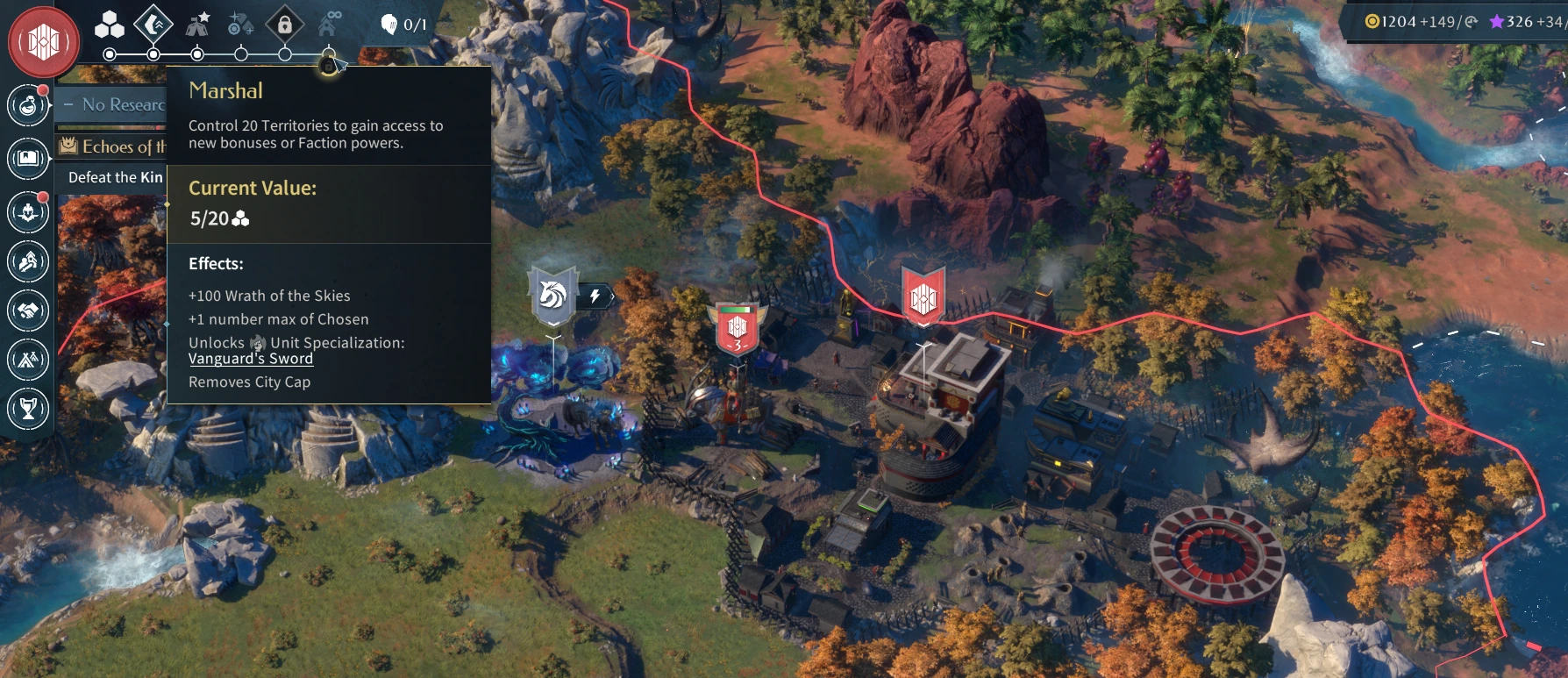 The Order of Zelevas territory interface.