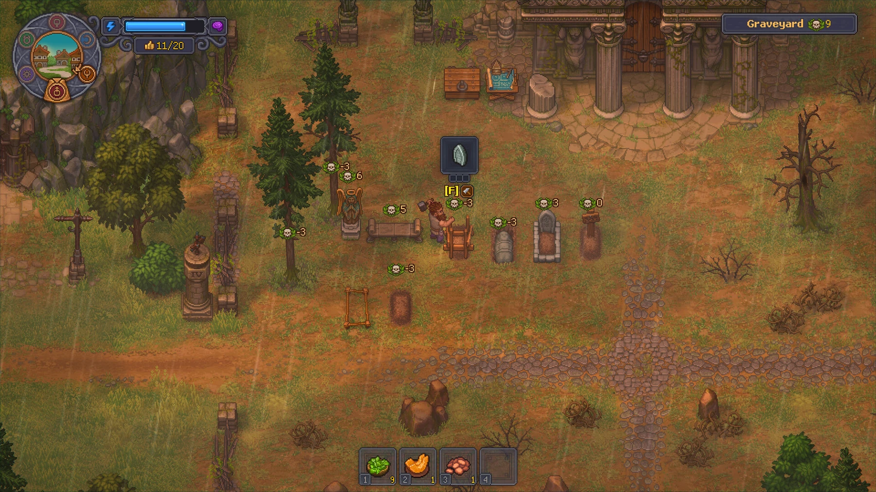 The cemetery in Graveyard Keeper 2.