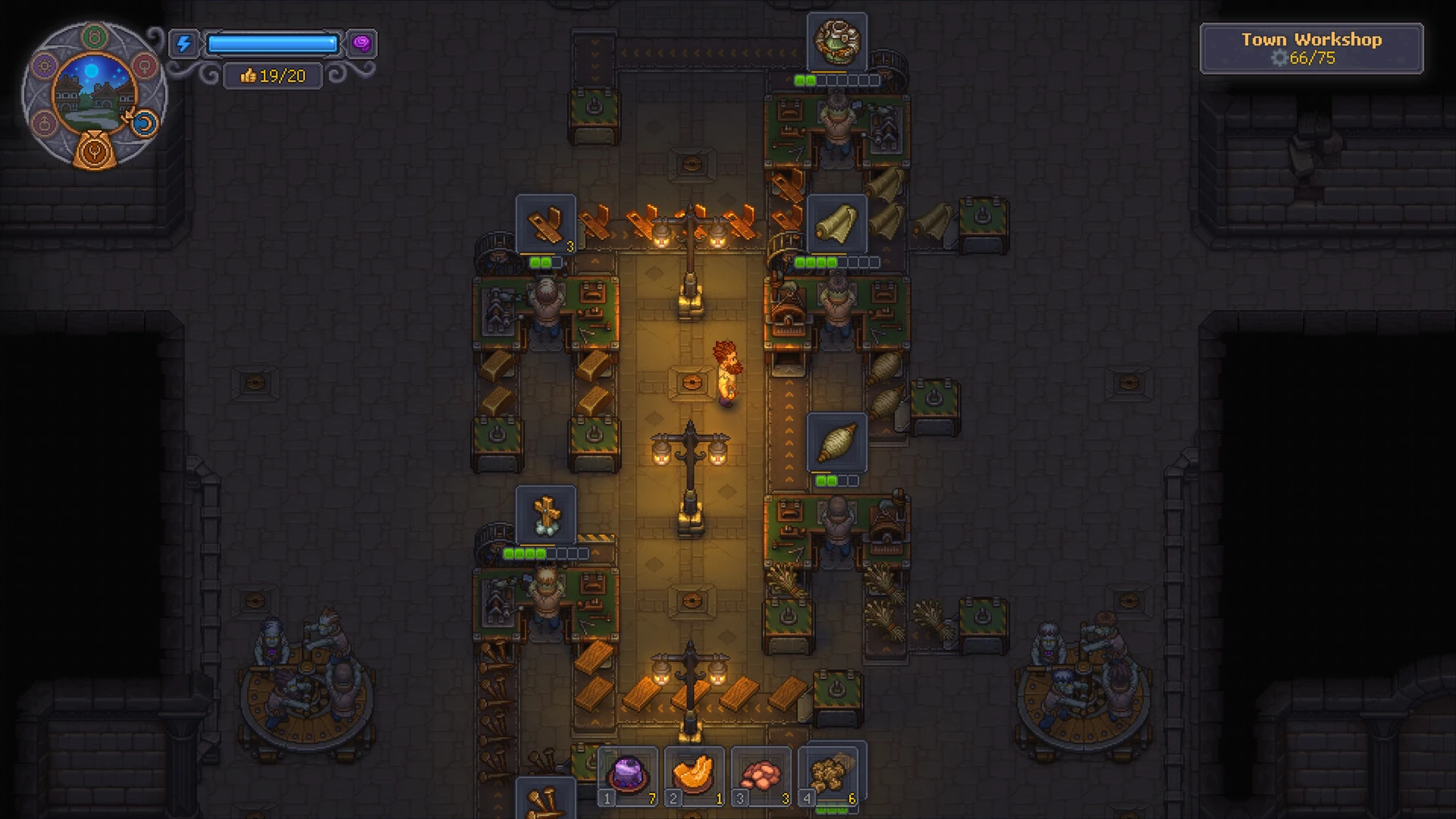 The town workshop in an official gameplay screenshot.