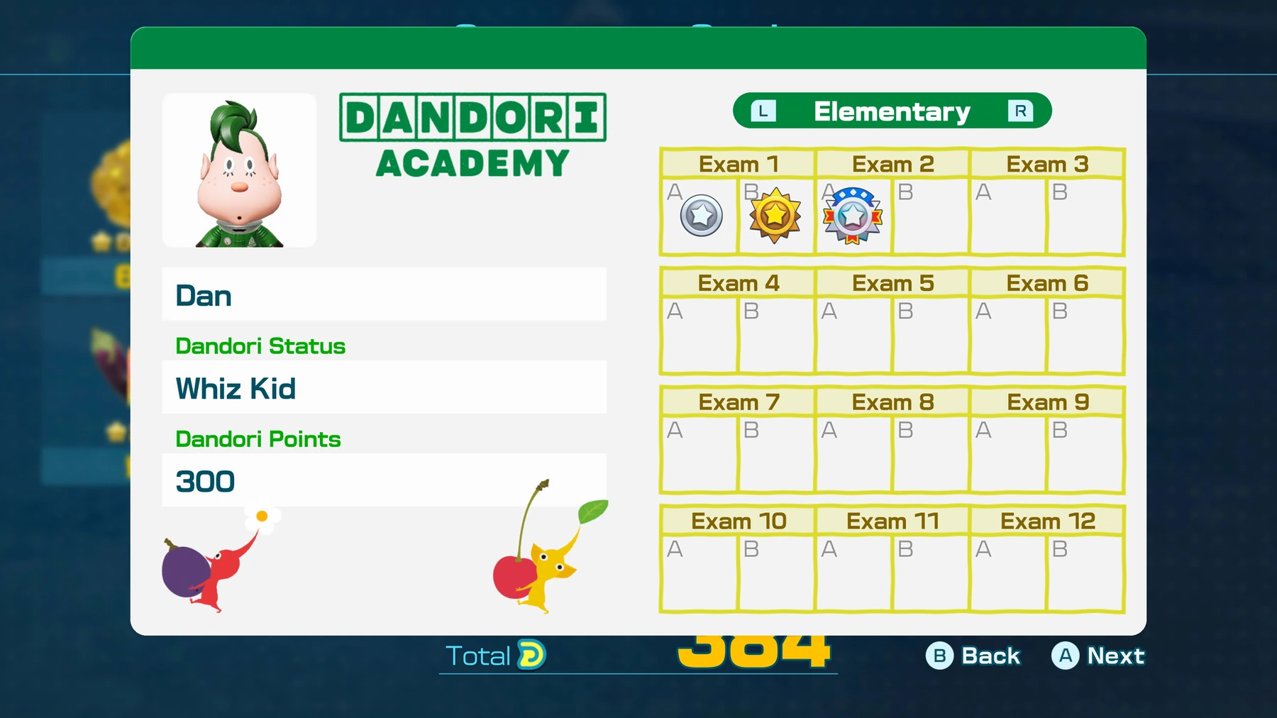 The Dandori Academy exam-selection screen.