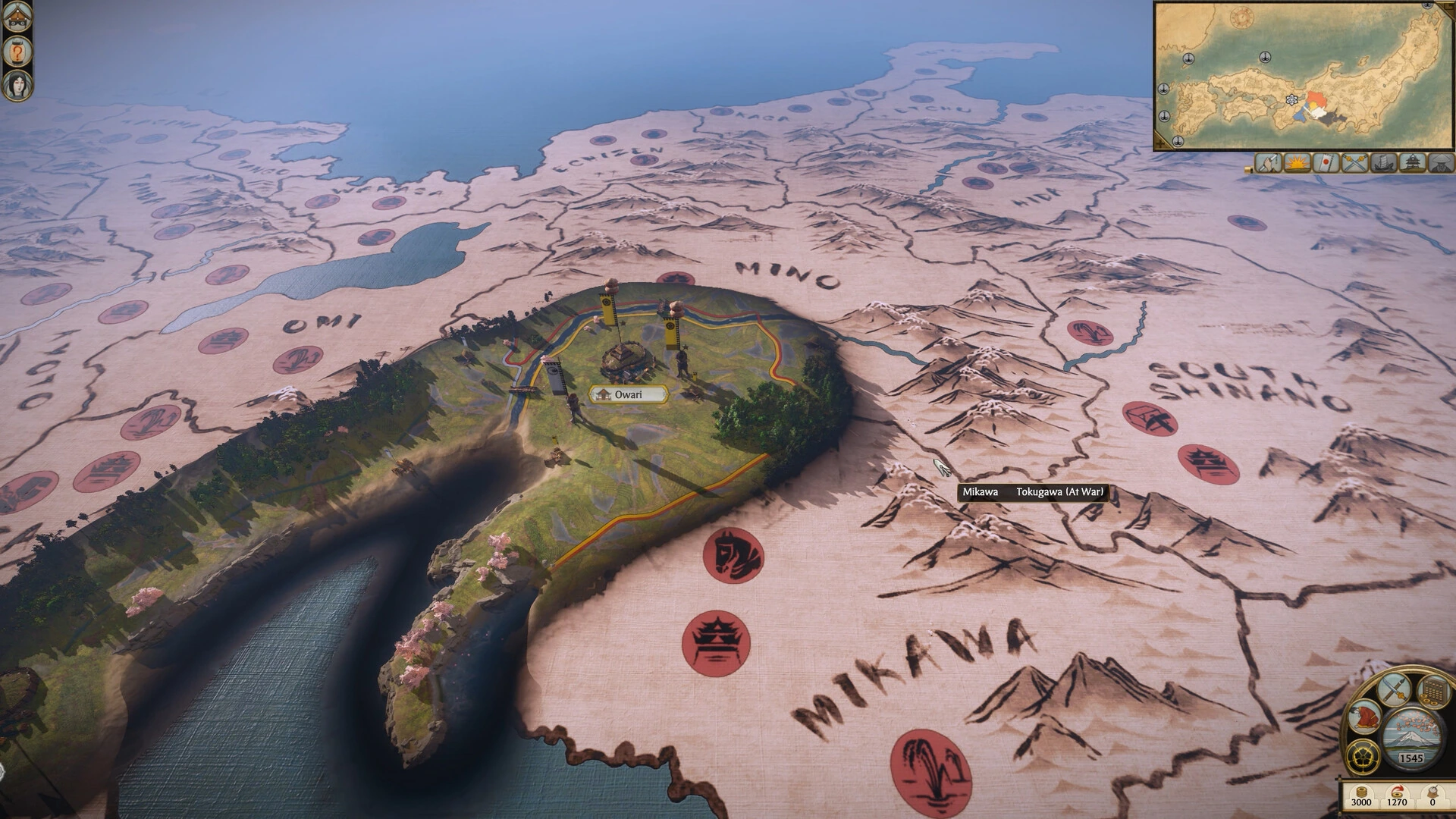The campaign map in Total War: SHOGUN 2 Complete Edition